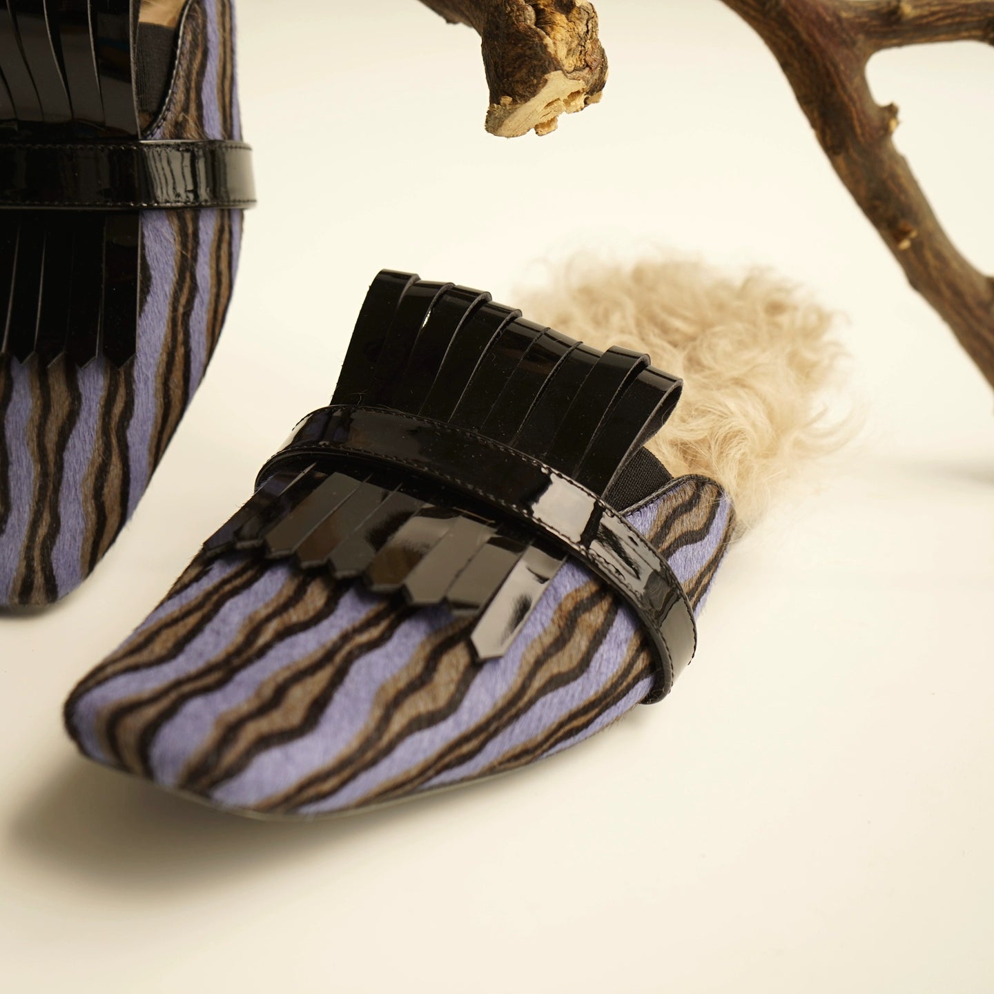 B-FEI square toe wind wool mules women's shoes-SHIKA.