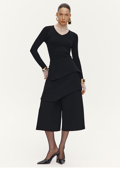 ATELIER MISS LU Multi-layered Cut Splicing Cropped Culottes - SERAPHIMS