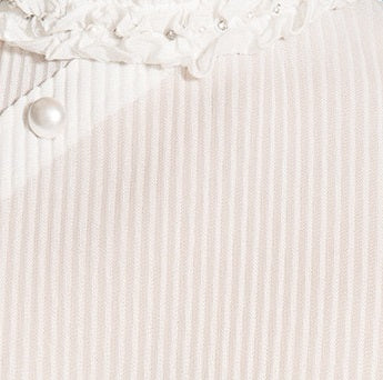 FAME White Mesh Thin Sheer Pleated Short sleeve Top - BRENNAN.