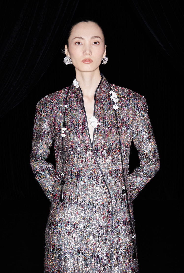 M essential Mackay designer Radiant Night Embroidered Slim Side Dress - TRIBE.