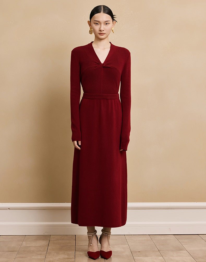 HECO soft waxy wool knitted high-elastic A-line red black creamy White SKIRT spring - THAT.