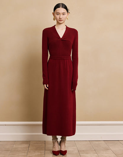 HECO soft waxy wool knitted high-elastic A-line red black creamy White SKIRT spring - THAT.