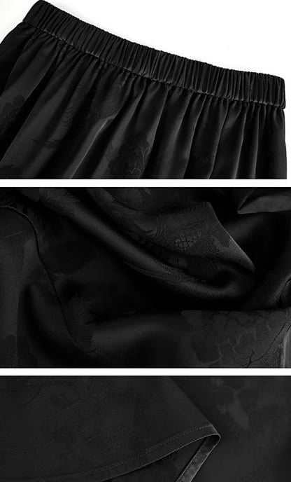 HECO Chinese Style Acetate Jacquard Elasticated High-waisted Fishtail Skirt - BETH.