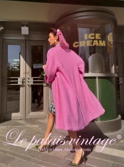 le palais vintage Hong Kong pink , green silhouette A-line jacket-SHEA.