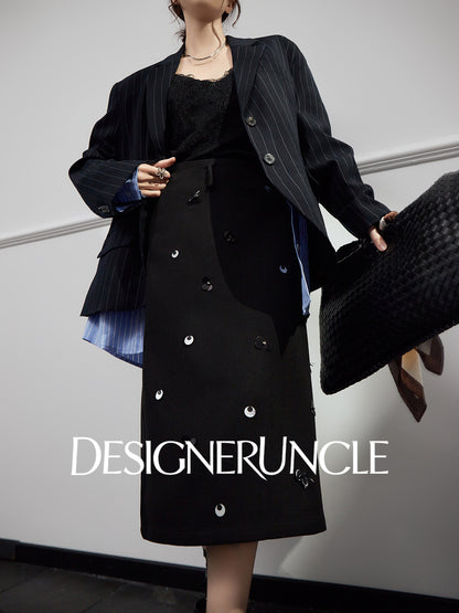 DGU "Deep World" dark blue loose blazer commuter versatile high-end top - Joseph.