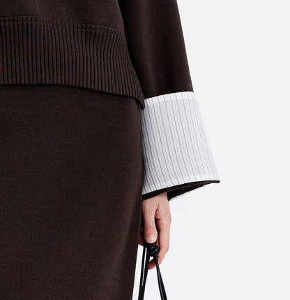 ZHUCHONGYUN autumn wool patchwork knitted straight skirt--YUKIO.