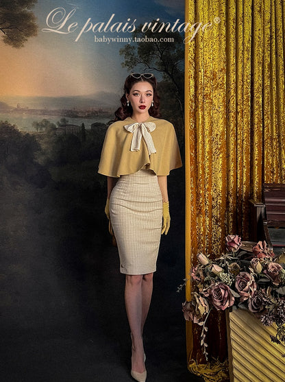 Le Palais multi-wear Fahburn style cape coat + slim skirt set- DANG