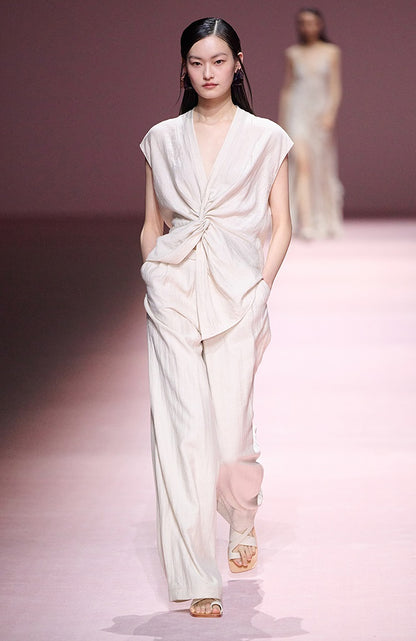 COMME MOI Summer Pleated Elasticated Wide-leg Pants - MOSES.