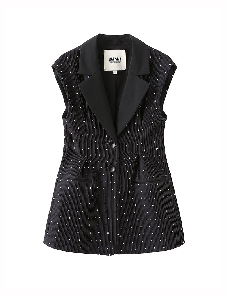 MAYALI Fall/Winter V-neck Slim Waist Sleeveless Blazer - Luryi