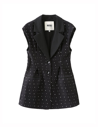 MAYALI Fall/Winter V-neck Slim Waist Sleeveless Blazer - Luryi