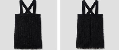 COMME MOI Lu Yan designer's new women's tassel fine shin straight camisole bandeau Top - LOVE.