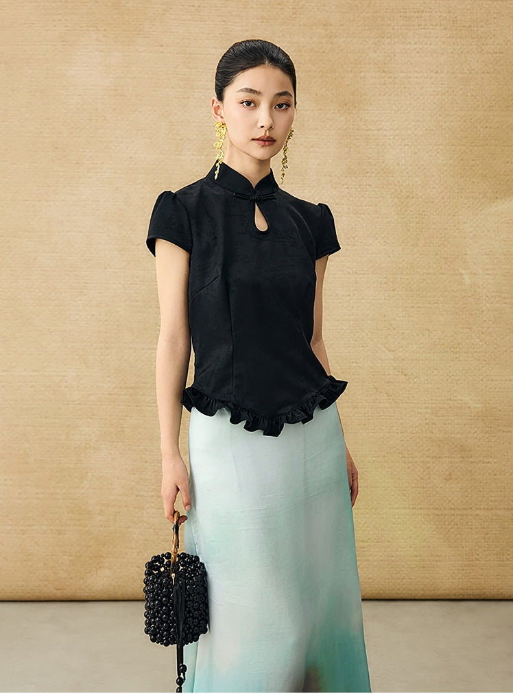 HECO Chinese Acetate Drop Neck Short Sleeve T-Shirt - GAIN.