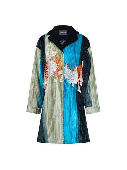 M essential Mackay designer hand-painted velvet tassel-embellished jacket pant set- Sanui.