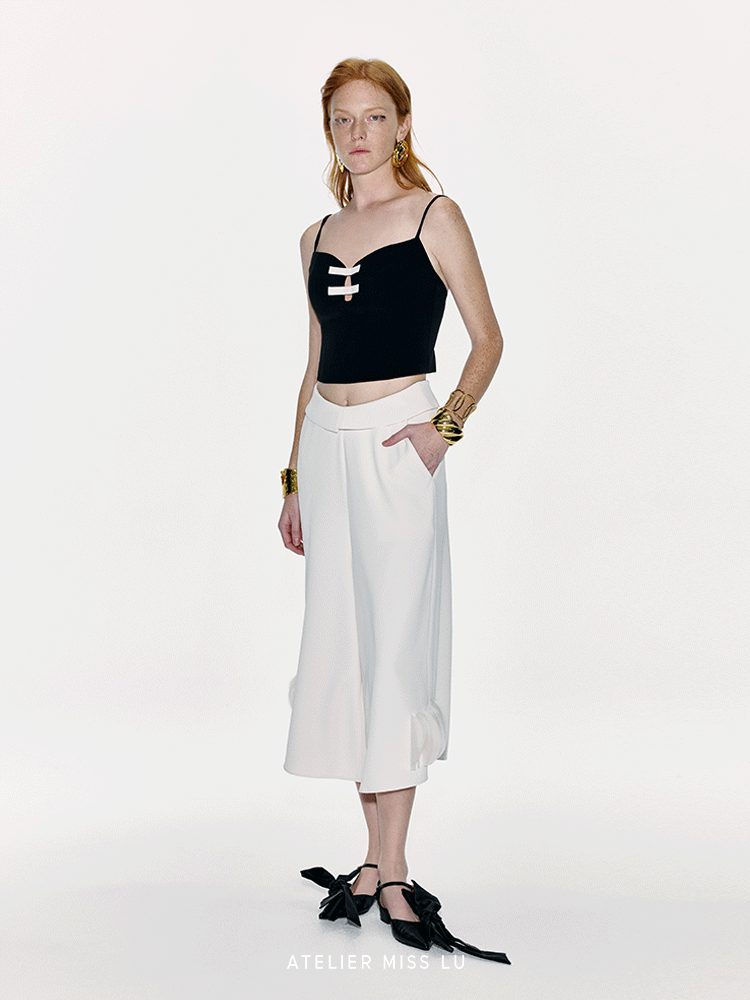 ATELIER MISS LU Spring And Summer Contrast Line Ribbon Top - NOBLE.