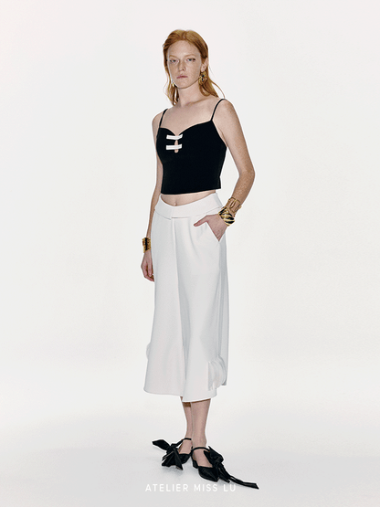 ATELIER MISS LU Spring And Summer Contrast Line Ribbon Top - NOBLE.