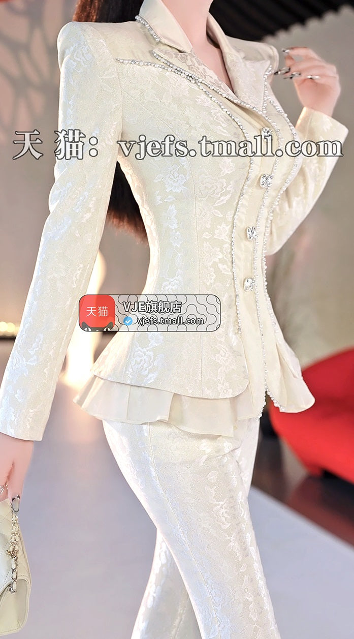 VJE Suit Flared Pants Two-Piece Suit set-KHASI.