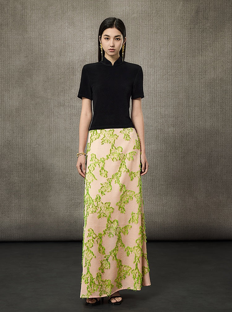 HECO Silk Texture High-Waist Straight Skirt - VIOLET.