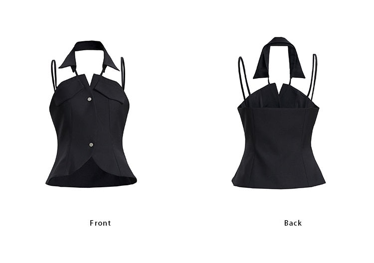 TINY IN black halter neck top-LAN