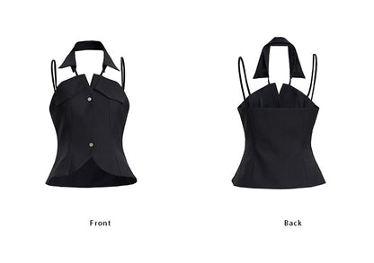 TINY IN black halter neck top-LAN