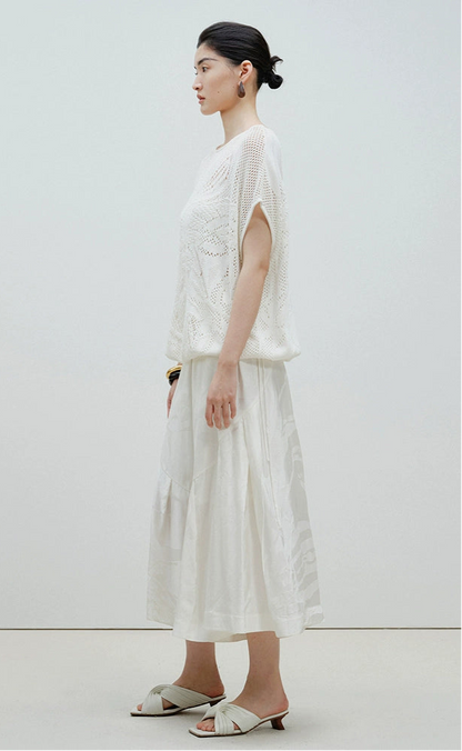 ZHUCHONGYUN summer white loose long wide-leg pants--NATSUKI.
