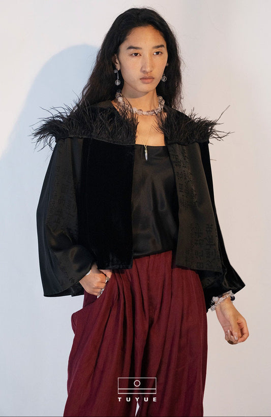 TUYUE Silk Velvet × Acetate Satin Elegant Jacket - FAVOUR.