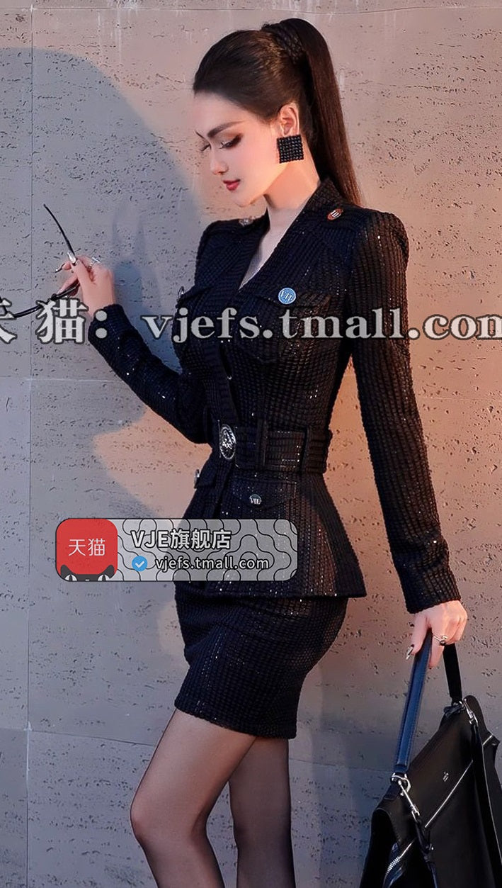 VJE Capable Suit Skirt OL Jacket Hip Skirt Two-Piece Set-RAE.