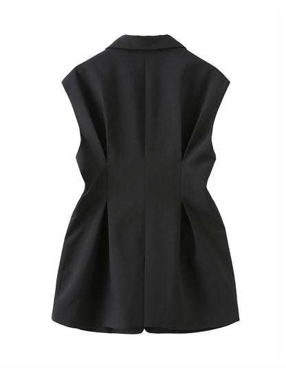 MAYALI Fall/Winter V-neck Slim Waist Sleeveless Blazer - Luryi