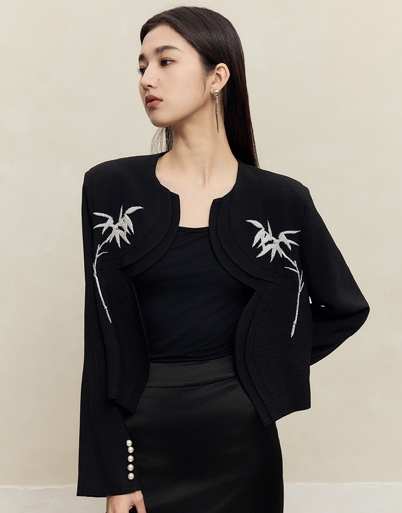 HECO spring embroidery acetate hemp short jacket women - gift.