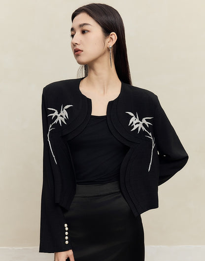 HECO spring embroidery acetate hemp short jacket women - gift.