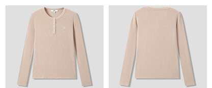 COMME MOI Lu Yan designer new women's Henry collar wool base T-shirt - PRIDE.