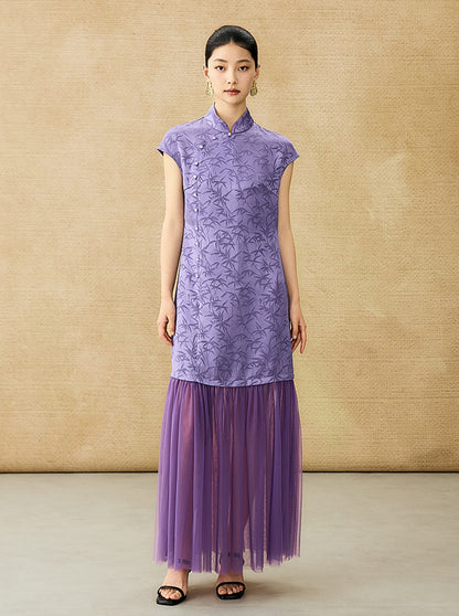HECO Chinese Modified Diagonal Stand-up Collar Cheongsam ress- OWEN.
