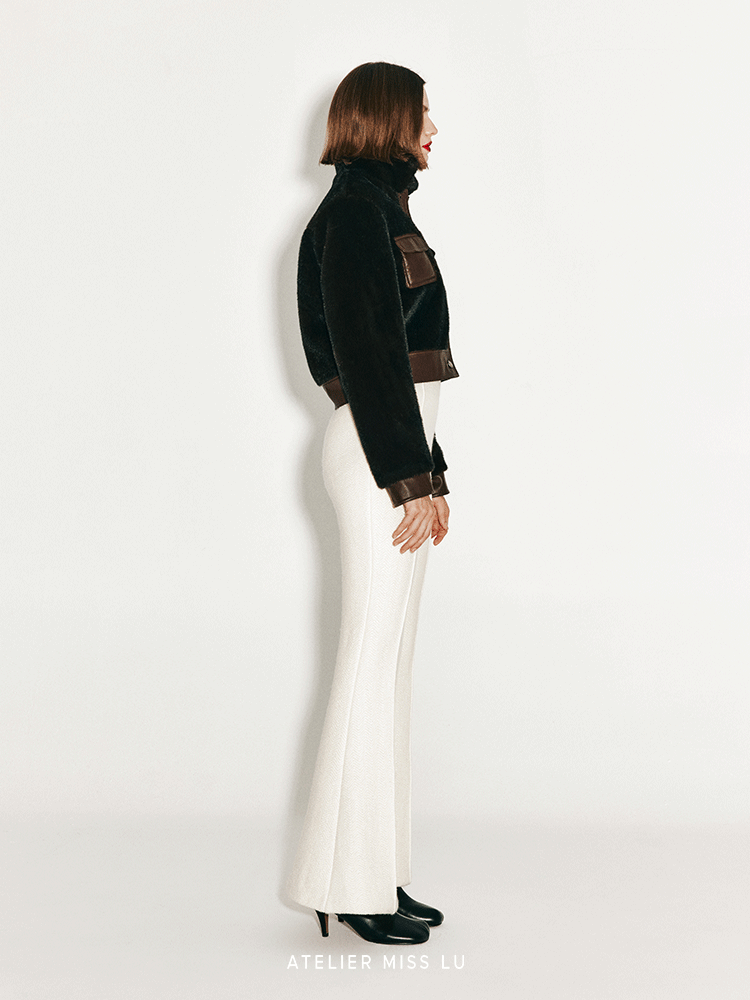 ATELIER MISS LU Vintage Pocket Stitched Faux Fur Short Jacket - HONEY.