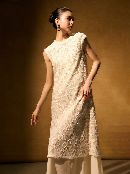 HECO Chinese style two pieces embroidered mesh spliced long dress - MAGIC.