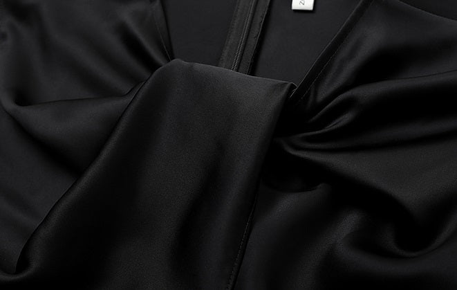 ZHUCHONGYUN crew neck black satin irregular sleeveless top-ASH.