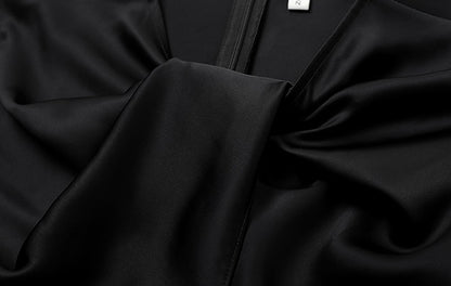 ZHUCHONGYUN crew neck black satin irregular sleeveless top-ASH.