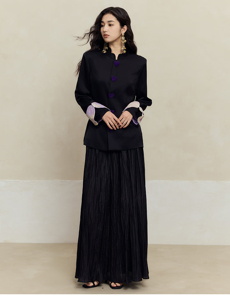 HECO Petal Stand-Up Collar Long Sleeve Blazer Women - do.