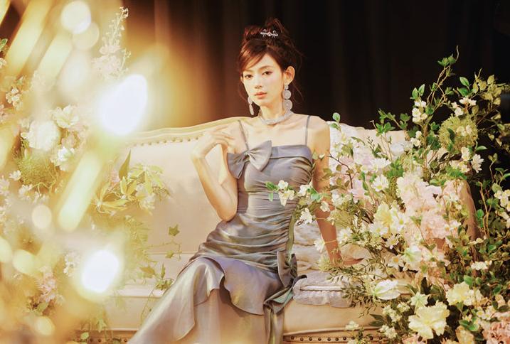 DOLLY Elegant French Style Sleeveless Off Shoulder Long Ruffle Banquet Dress-AUGUSTINA