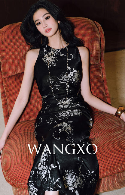 WANGXO | Mercerized Touch Silk  Sleeveless Maxi A-Hem Dress -SYRA.