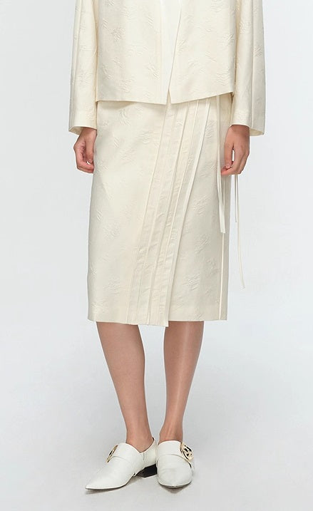 COMME MOI Lu Yan designer's new women's silk wool jacquard overlapping straight skirt - LIAM .