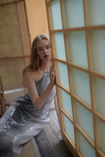 GOUDIN bridal silver original party evening  morning gown-GBENA.