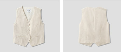 COMME MOI summer breathable V-neck short vest - THORAH.