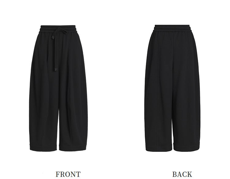 ZHUCHONGYUN Winter Black Loose Straight Cotton Trousers--EMIYA.