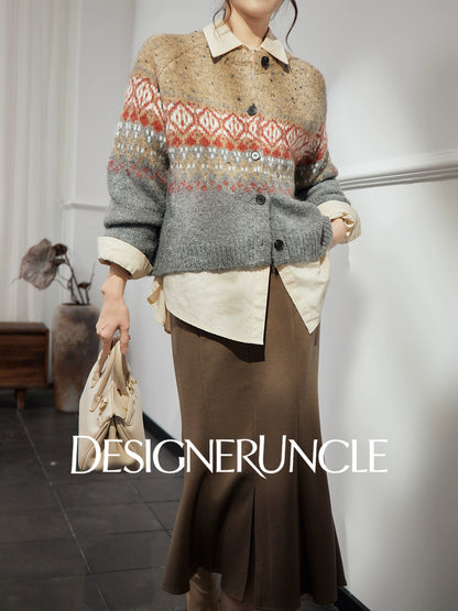 DGU "Twilight" gray sweater women's new loose and lazy style top trendy knitted cardigan- ONE.