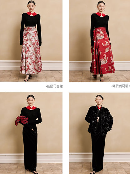 HECO 100% wool knit  black SWEATER hollow long sleeves spring - BRAY.