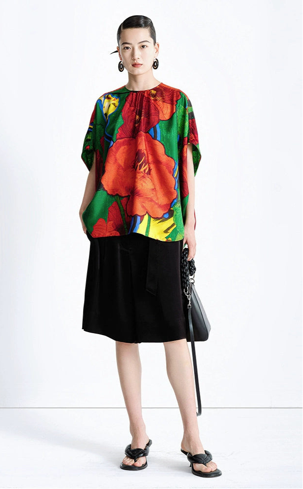 ZHUCHONGYUN Black Fashion Simple Pleated Design Loose Adjustable Short Pants-MITSUKI.