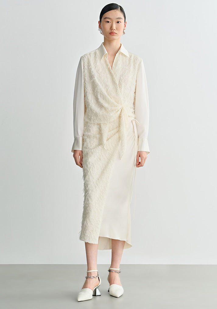 COMME MOI Lu Yan designer's women's satin stitching asymmetrical straight skirt - BILLY.