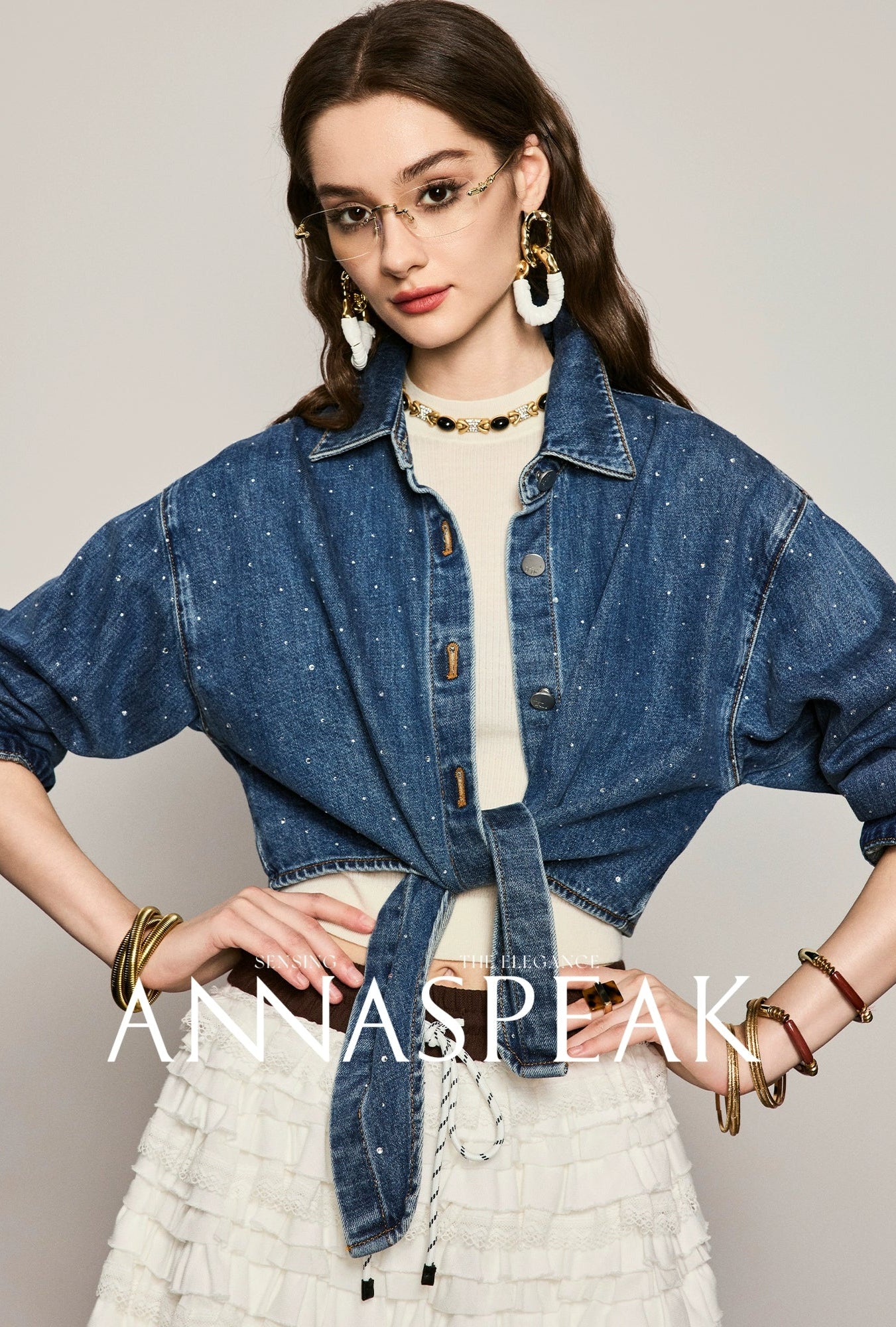 ANNASPEAK tied short cropped denim Jacket-SOTE.