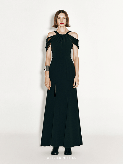 ATELIER MISS LU Shoulder Stitch Slit Mermaid Dress - CROSS.