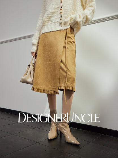 DGU "Golden Diamond" khaki high-waisted slimming commuting high-end skirt - Stephania.