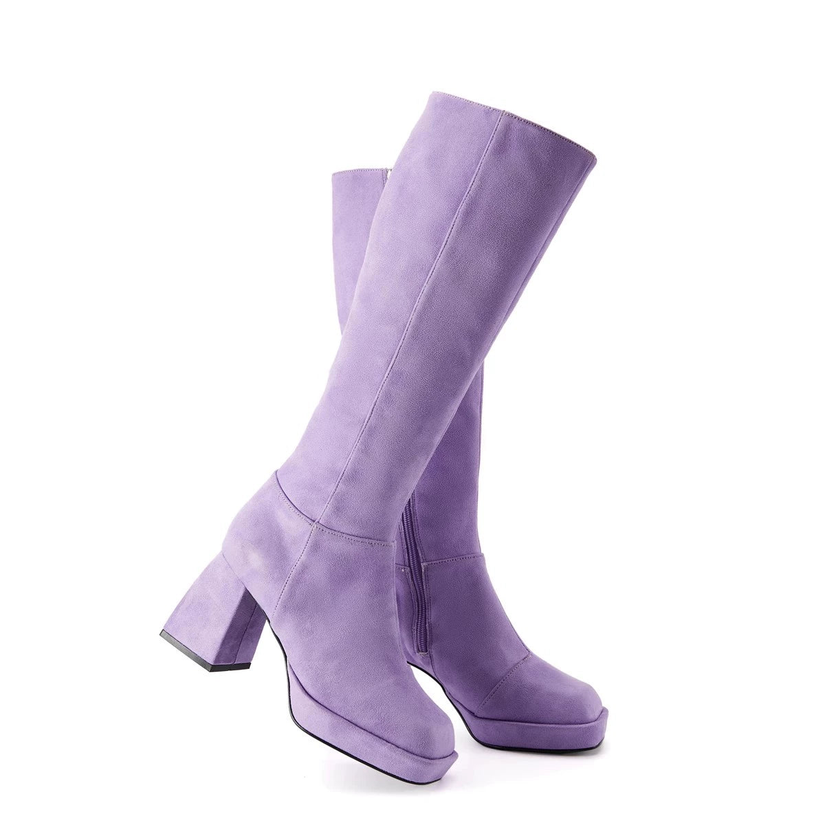 B-FEI platform thick square heel leather high boots-KARDA.